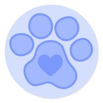 Blue Puppy Paws Heart Sticker