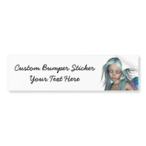 Blue & Purple 3D Mermaid 5 Close-up bumper stickers