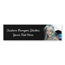 Blue & Purple 3D Mermaid 5 Close-up Bumper Stickers