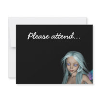 Blue & Purple 3D Mermaid 5 Close-up Personalized Announcement