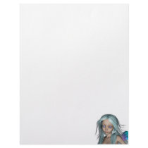 Blue & Purple 3D Mermaid 5 Close-up Letterhead Template