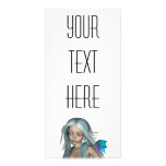 Blue & Purple 3D Mermaid 5 Close-up Customized Photo Card