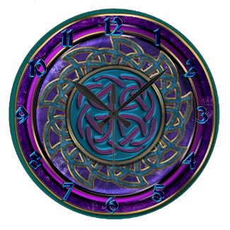 Blue Purple and Gold Layered Celtic Knots Clock