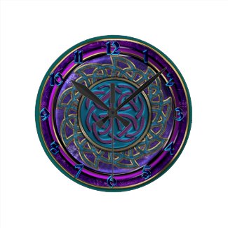 Blue Purple and Gold Layered Celtic Knots Clock