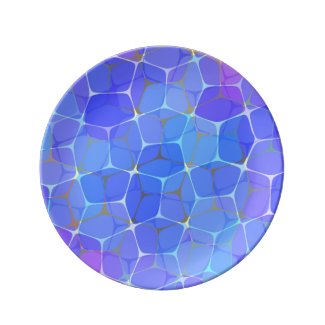 Blue Purple Art Glass Pentagon Porcelain Plate