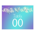 Blue purple beach starfish table number postcards