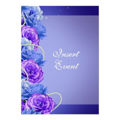 Blue purple birthday engagement wedding personalized invitations