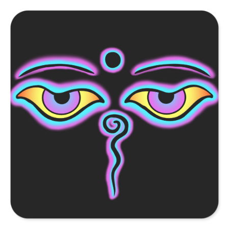 Blue & Purple Buddha Eyes.png Square Sticker