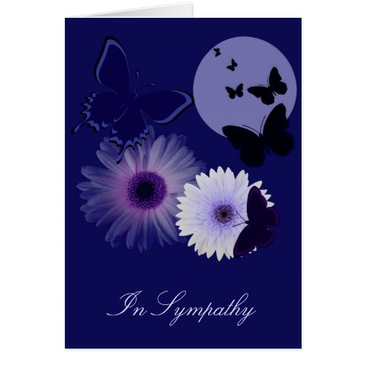 Blue Purple Butterfly and Daisy IN SYMPATHY Card | Zazzle