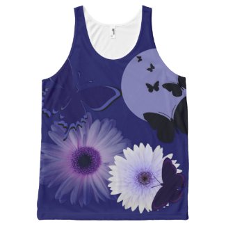 Blue Purple Butterfly and Daisy All-Over Print Tank Top
