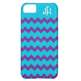 Blue & Purple Chevron Monogrammed iPhone 5 Cover For iPhone 5C