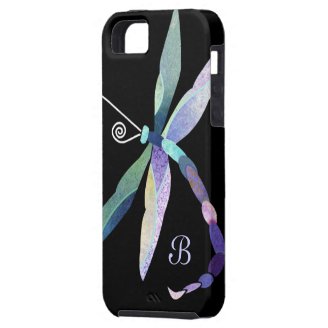Blue, Purple, Green Dragonfly Monogram iPhone 5 iPhone 5 Cover