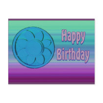 blue purple happy birthday postcards