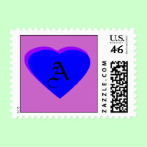 Blue - Purple Heart Letter A The MUSEUM Zazzle S stamps