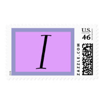 Blue Purple Monogram I Postage Stamp