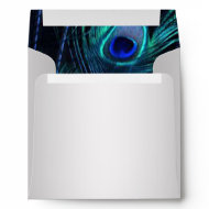 Blue Purple Peacock Feathers Elegant Silver envelope