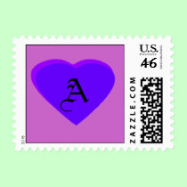 Blue Purple - Purple Heart Letter A The MUSEUM stamps