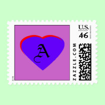 Blue Purple - Red Heart Letter A The MUSEUM stamps