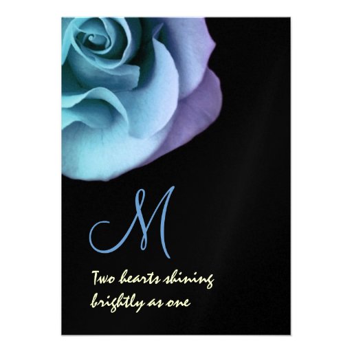 Blue Purple Roses and Black Wedding Template Announcements
