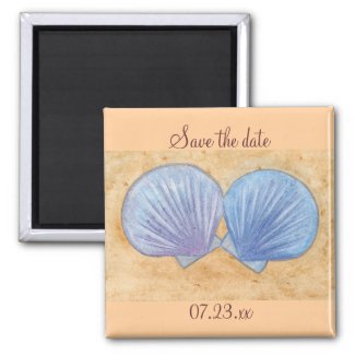Blue Purple Seashells Save the date Magnets