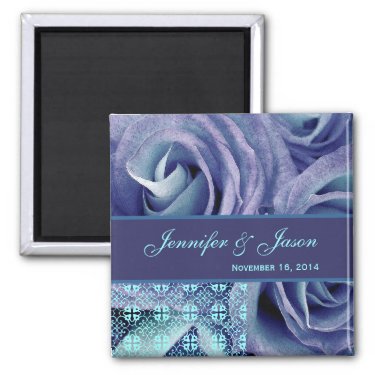 Blue Purple Wedding Lace Rose Bouquet magnet
