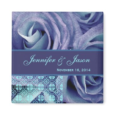 Blue & Purple Wedding Lace Rose Bouquet magnet