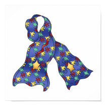 Blue Puzzle Autism Aspergers Awareness Ribbon posters