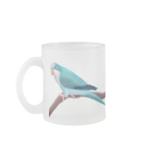 Blue Quaker Parakeet Frosted Glass Mug