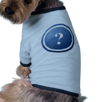 blue question mark round button doggie shirt