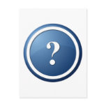 blue question mark round button postcard