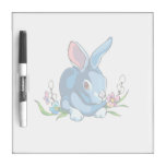 blue rabbit with flowers sitting.png dry erase whiteboard
