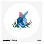 blue rabbit with flowers sitting.png wall sticker