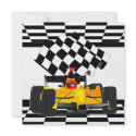 Blue Race Car with Checkered Flag zazzle_invitation