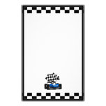 Blue Race Car with Checkered Flag Personalized Stationery