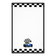 Blue Race Car with Checkered Flag Stationery