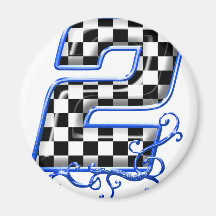 blue racing number 2 magnets
