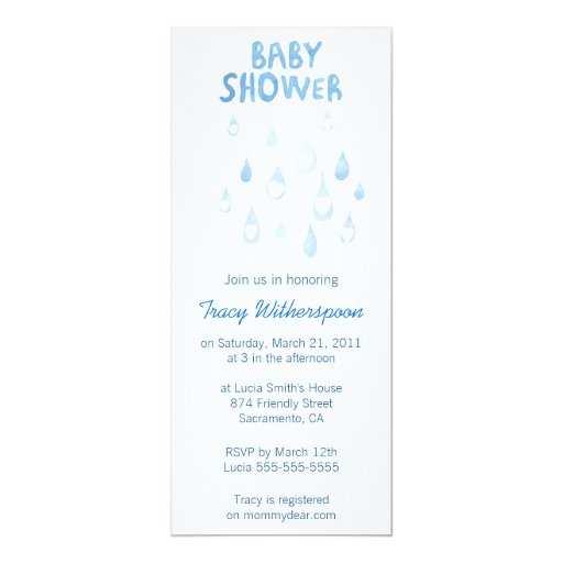 Blue rain drop baby shower invite | Zazzle