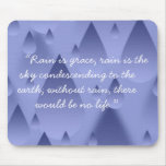 Blue Rain Drops with Rain Quote Mousepad