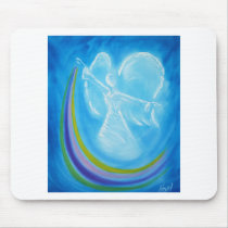 Blue Rainbow Angel Mouse Pads