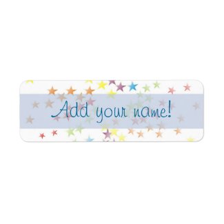 Blue Rainbow Stripe Name Label label