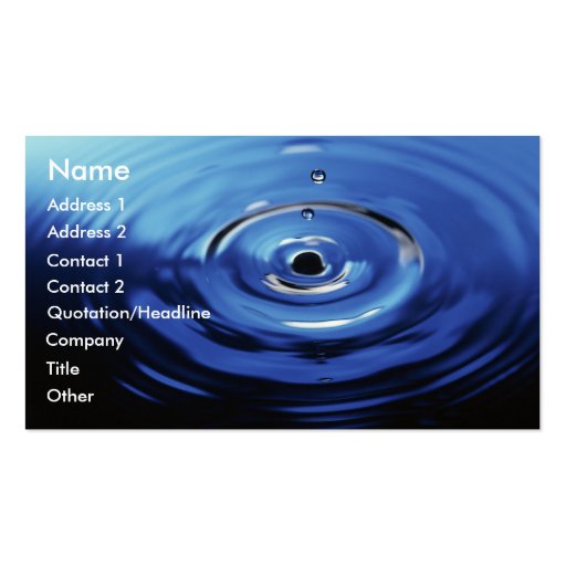 Blue Raindrop Business Card Templates (front side)