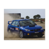 Blue rally car postcards