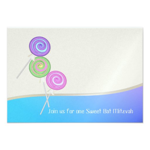 Blue Raspberry Candy Bat Mitzvah Response Card Personalized Announcements