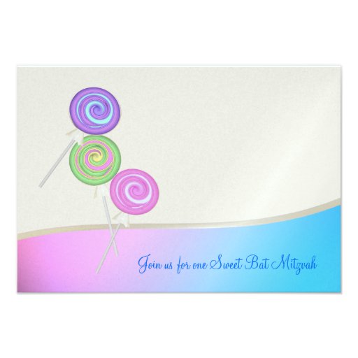 Blue Raspberry Candy Bat Mitzvah RSVP Custom Invite