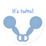 Blue rattles, baby boy announcement stickers