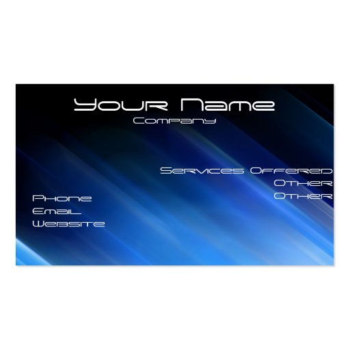 blue Rays business card (front side)