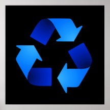 Blue Recycling Symbol Poster