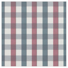 Blue, Red and White Plaid Pattern Fabric