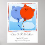 Blue &amp; Red Balloon Print