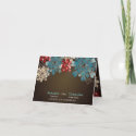 Blue Red &amp; Cream Flowers Retro Wedding Place Cards